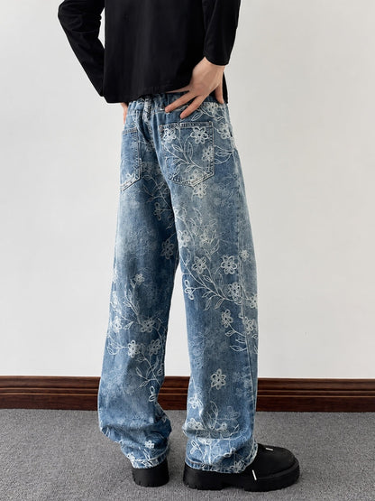 Y2K Embroidered Wide Leg Jeans