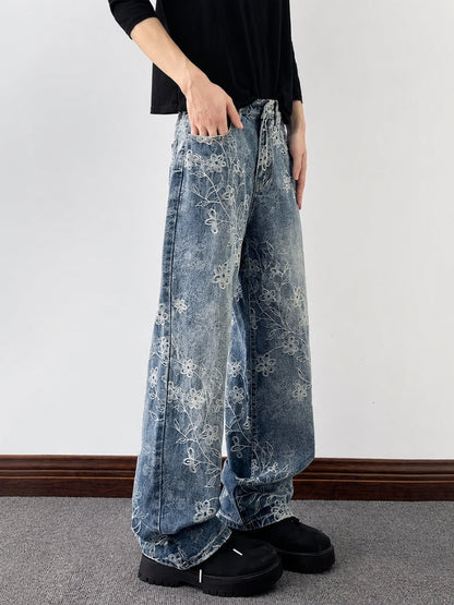 Y2K Embroidered Wide Leg Jeans