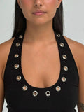 Eyelet Halter Neck Top