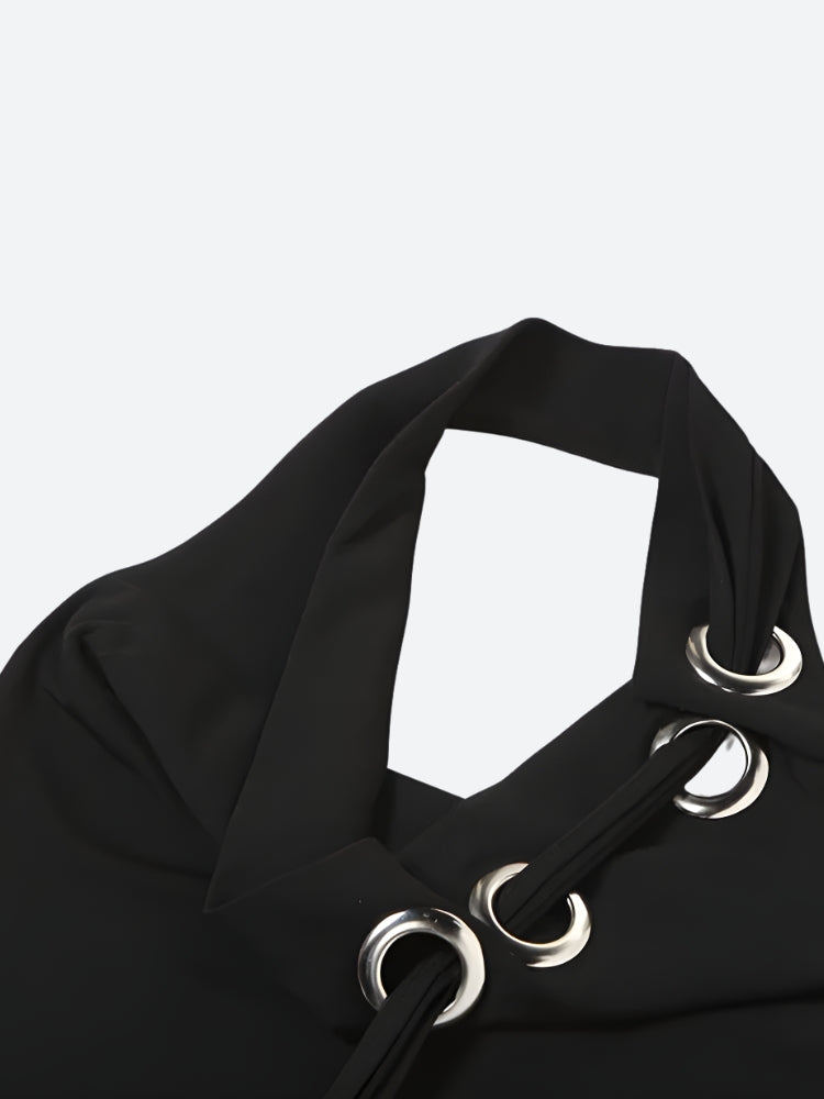 Halter Neck Top with Eyelet Details