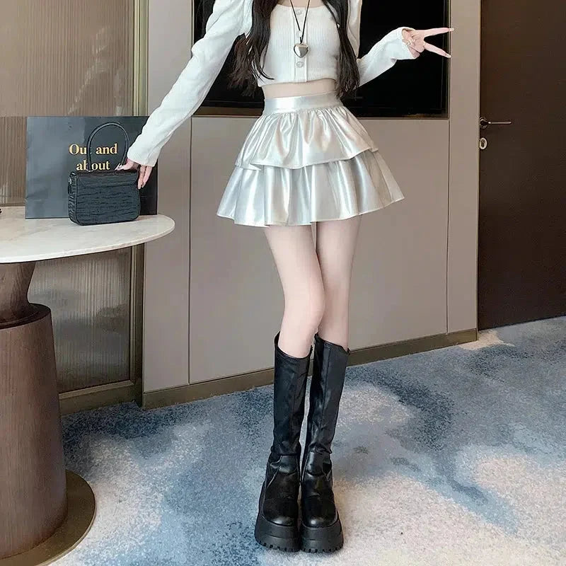 Y2K Faux Leather A-Line Mini Skirt