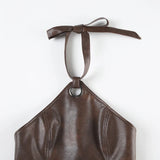Faux Leather Halter Top
