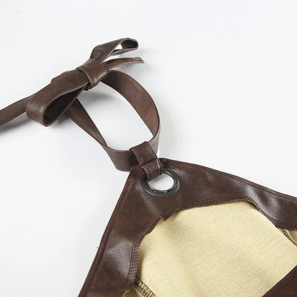 Y2K Faux Leather Halter Top