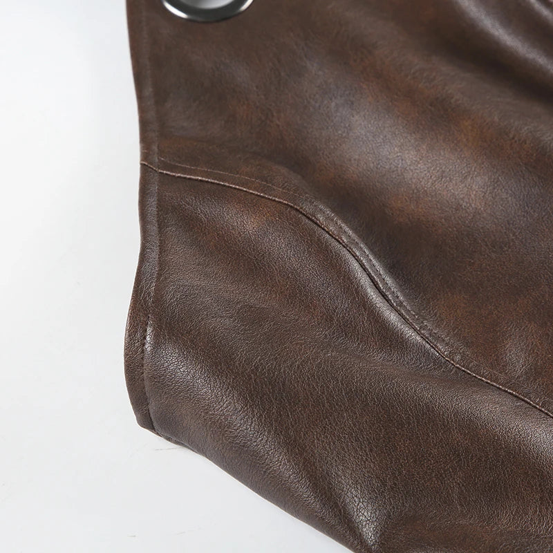 Y2K Faux Leather Halter Top