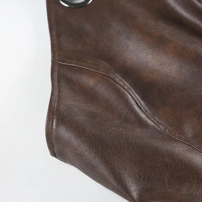 Y2K Faux Leather Halter Top