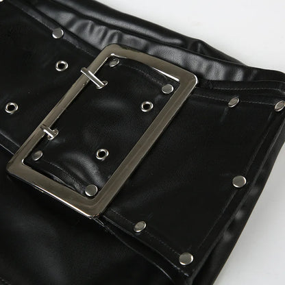 Y2K Faux Leather Studded Belt Shorts