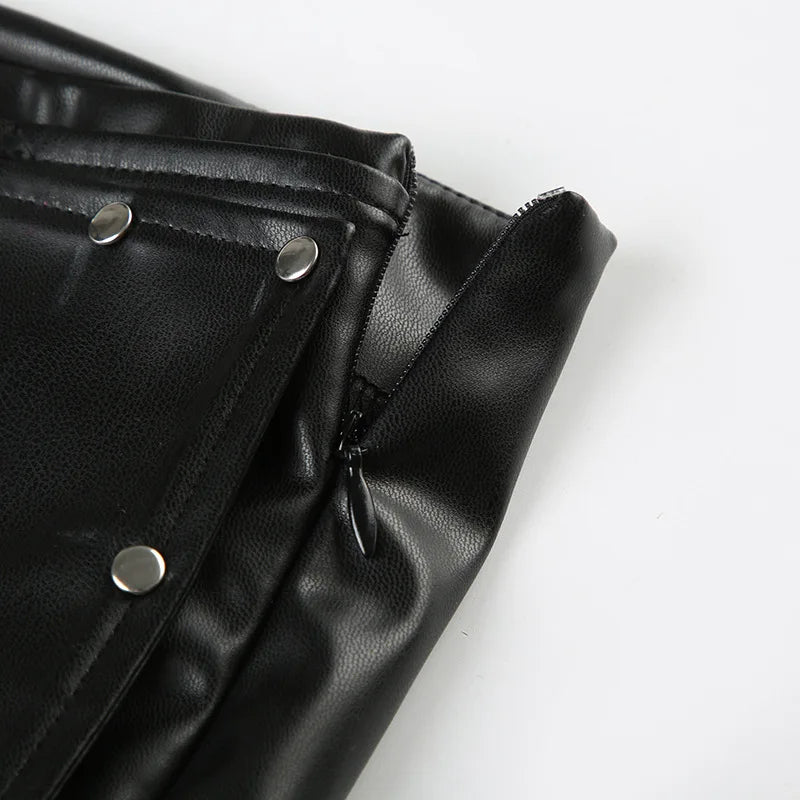 Y2K Faux Leather Studded Belt Shorts