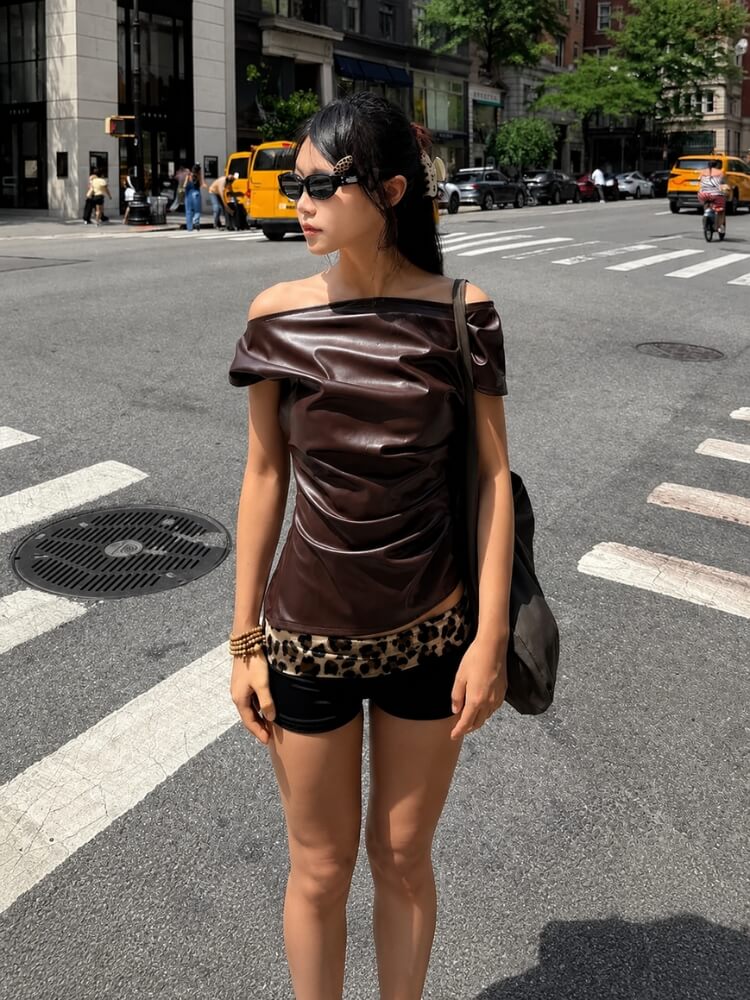 Y2K Faux Leather Top
