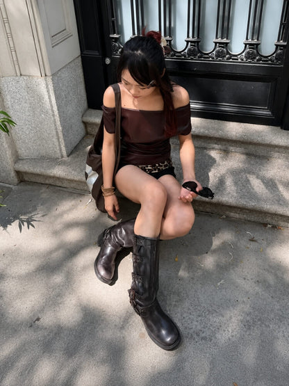 Y2K Faux Leather Top