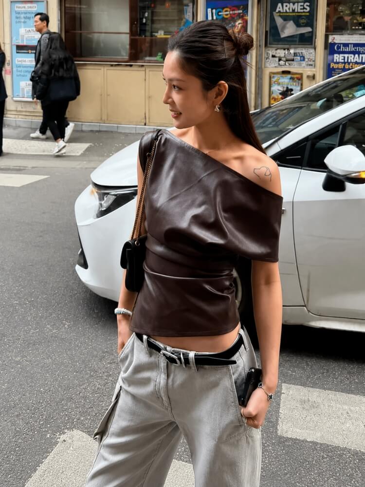Y2K Faux Leather Top