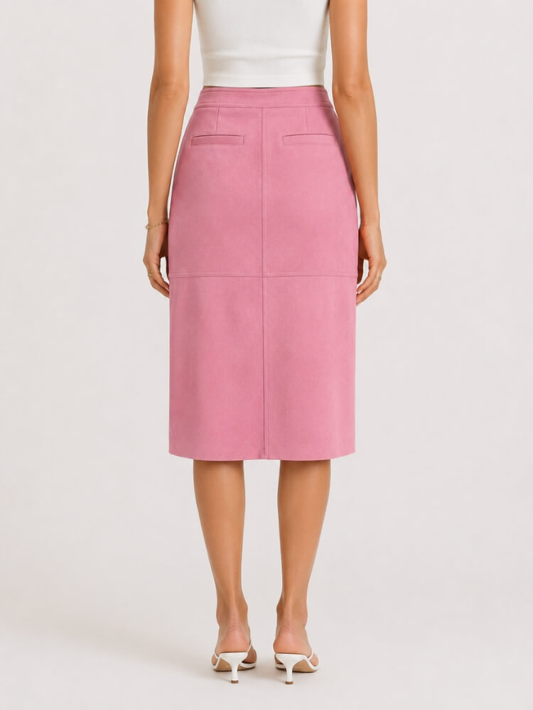 Y2K Faux Suede Midi Skirt