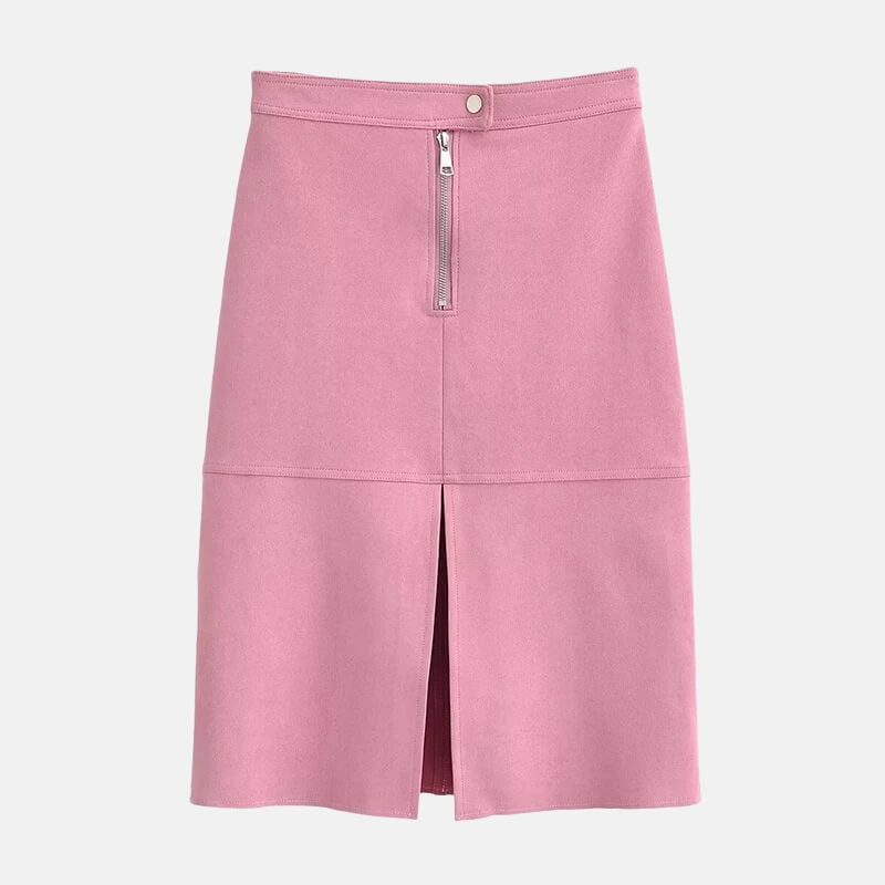Y2K Faux Suede Midi Skirt