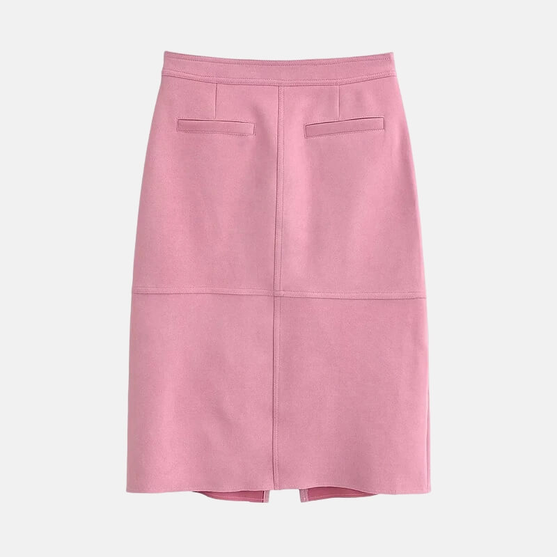 Y2K Faux Suede Midi Skirt