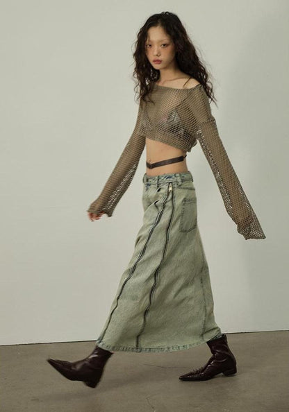 Y2K Fishnet Crop Shrug Sweater