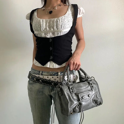 Y2K Fitted Button Up Vest