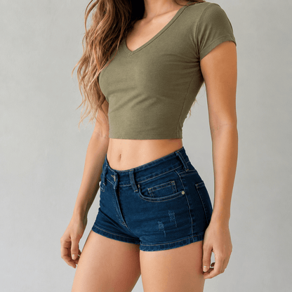 Y2K Fitted Denim Mini Shorts