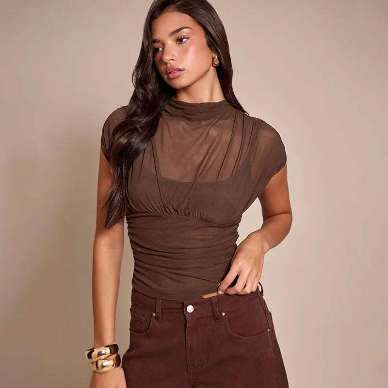 Y2K Fitted Mesh Top
