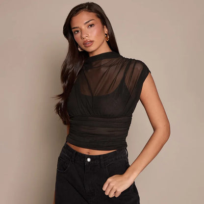 Y2K Fitted Mesh Top