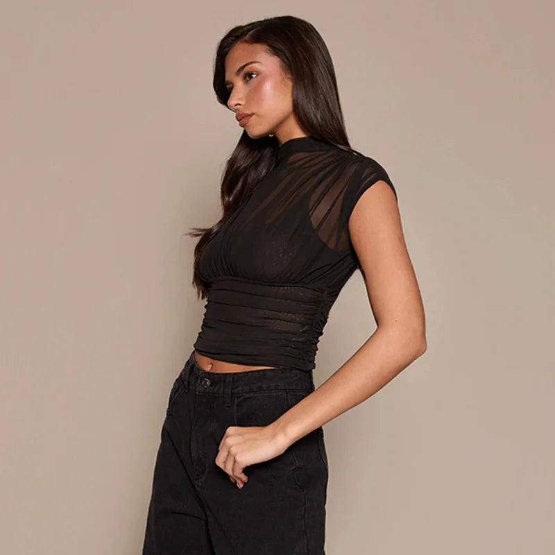 Y2K Fitted Mesh Top
