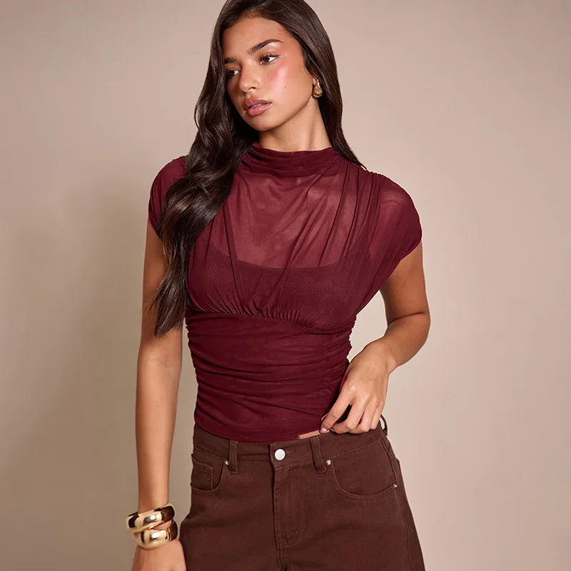 Y2K Fitted Mesh Top