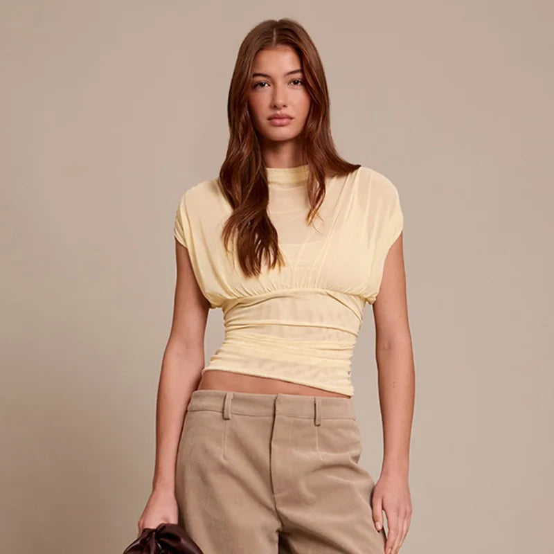 Y2K Fitted Mesh Top