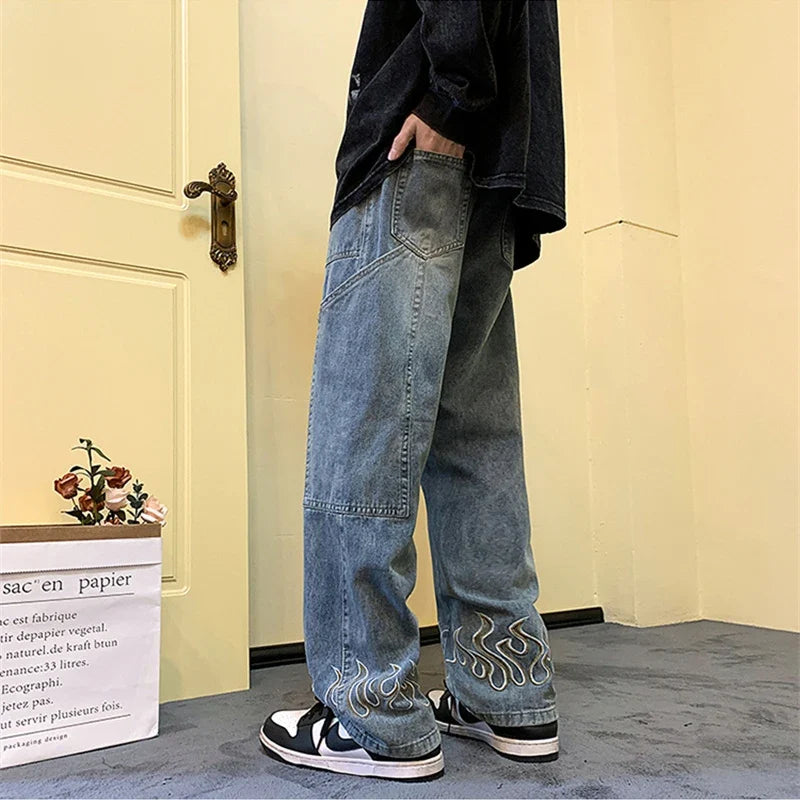 Y2K Flame Wide Leg Jeans