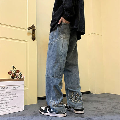 Y2K Flame Wide Leg Jeans