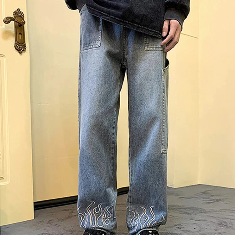 Y2K Flame Wide Leg Jeans