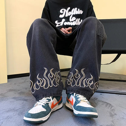 Y2K Flame Wide Leg Jeans