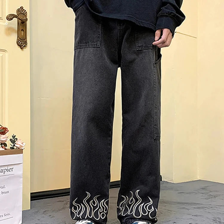 Y2K Flame Wide Leg Jeans