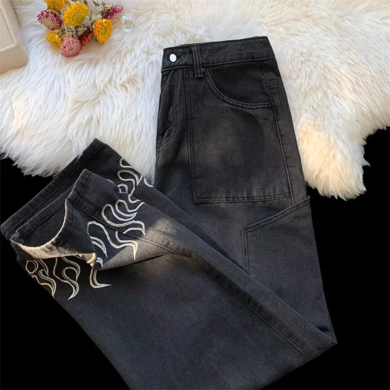 Y2K Flame Wide Leg Jeans