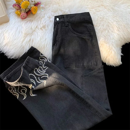Y2K Flame Wide Leg Jeans