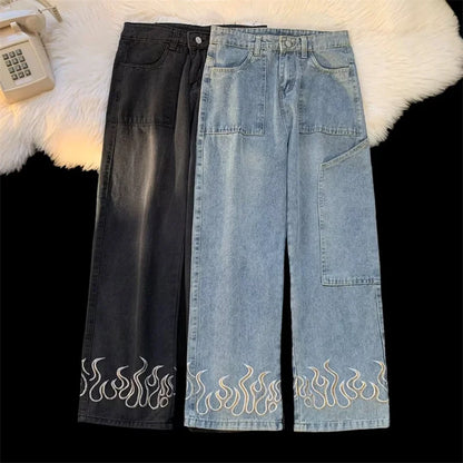 Y2K Flame Wide Leg Jeans