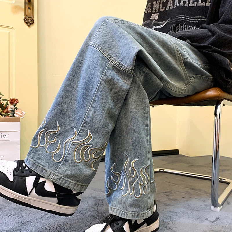 Y2K Flame Wide Leg Jeans