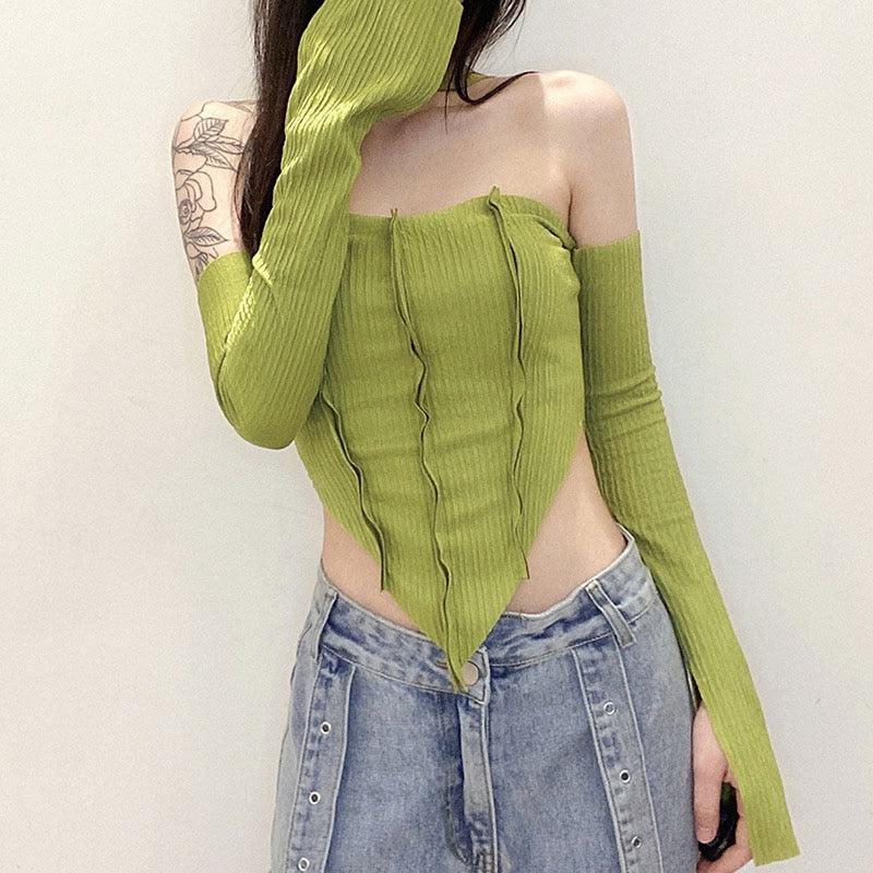 Y2K Flare Sleeved Halter Top