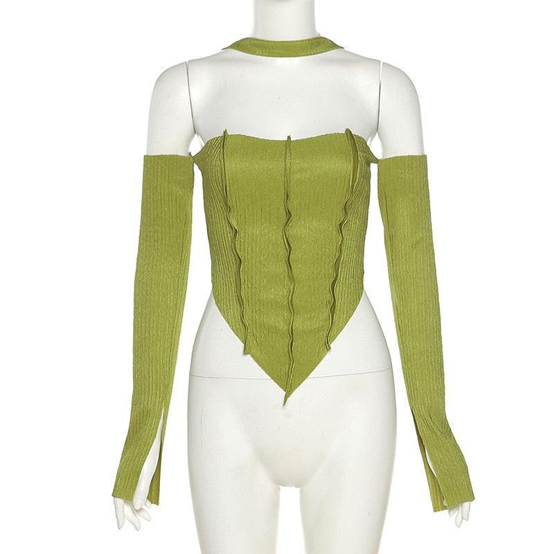 Y2K Flare Sleeved Halter Top