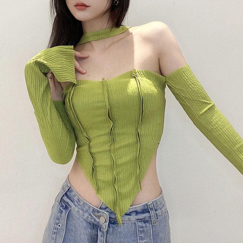Y2K Flare Sleeved Halter Top