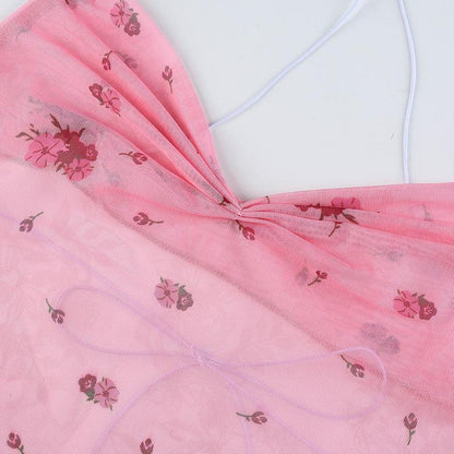 Y2K Floral Asymmetric Crop Top