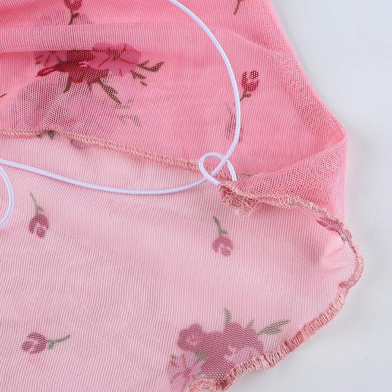 Y2K Floral Asymmetric Crop Top
