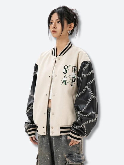 Y2K Floral Embroidered Bomber Jacket