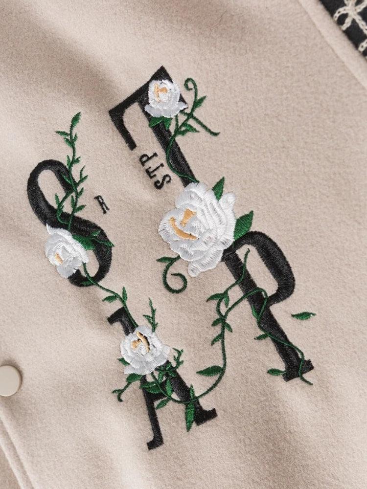 Y2K Floral Embroidered Bomber Jacket