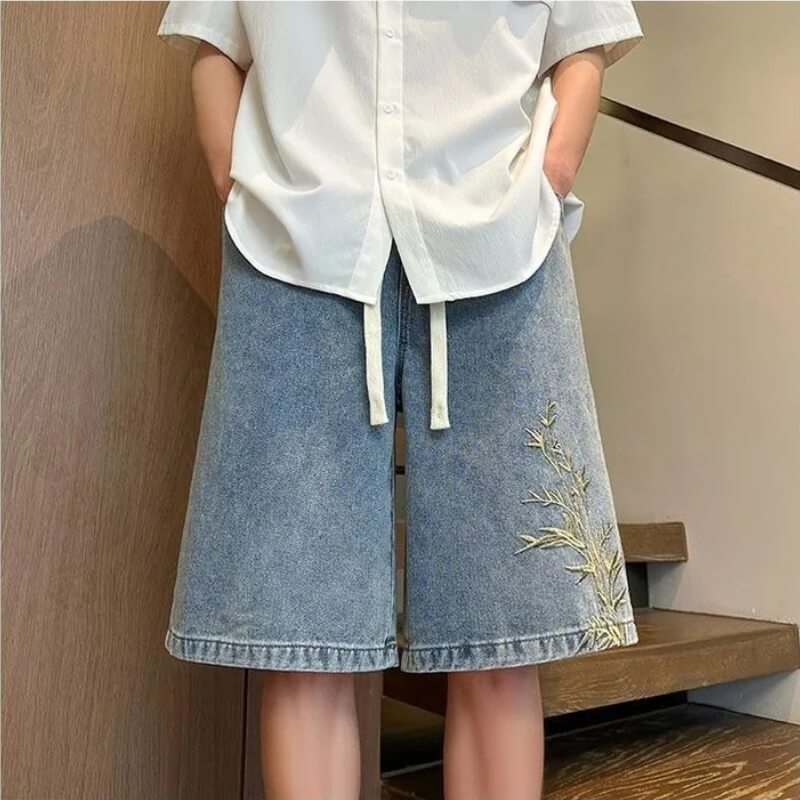 Y2K Floral Embroidered Denim Shorts