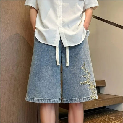Y2K Floral Embroidered Denim Shorts