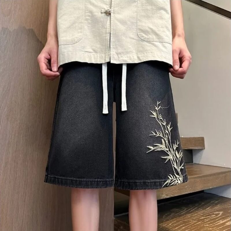 Y2K Floral Embroidered Denim Shorts