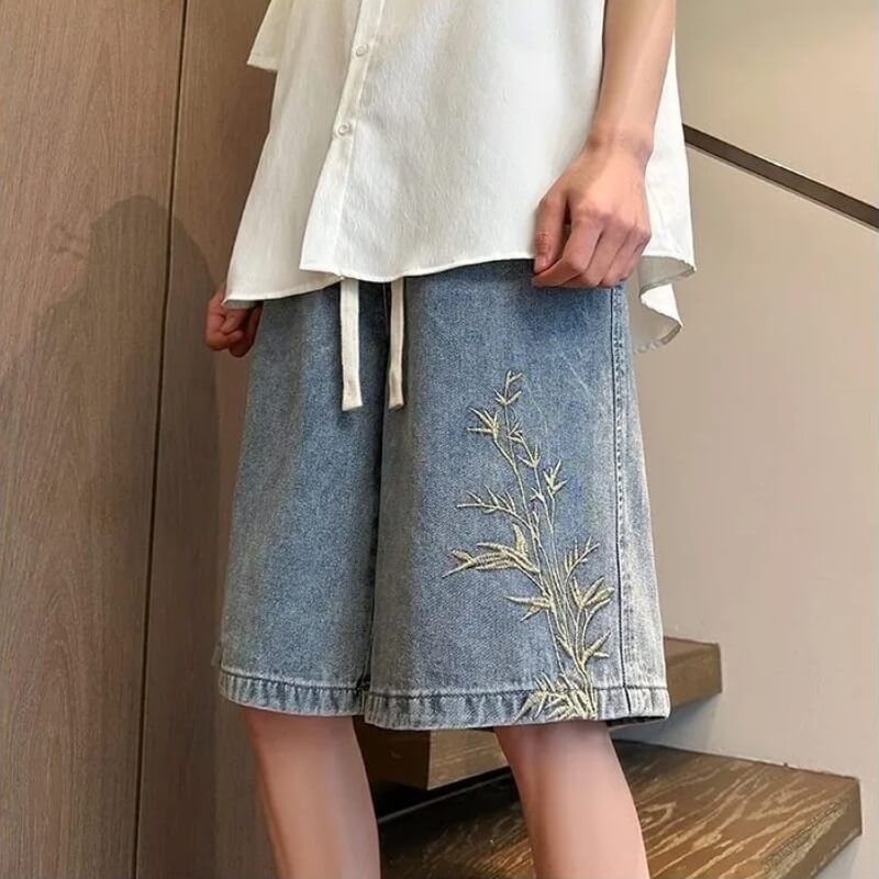 Y2K Floral Embroidered Denim Shorts