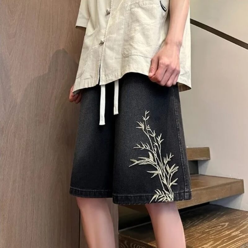 Y2K Floral Embroidered Denim Shorts