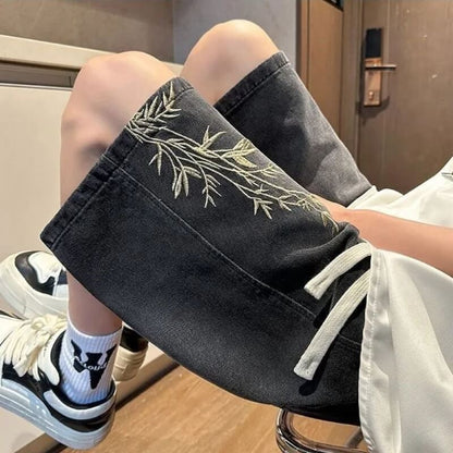 Y2K Floral Embroidered Denim Shorts