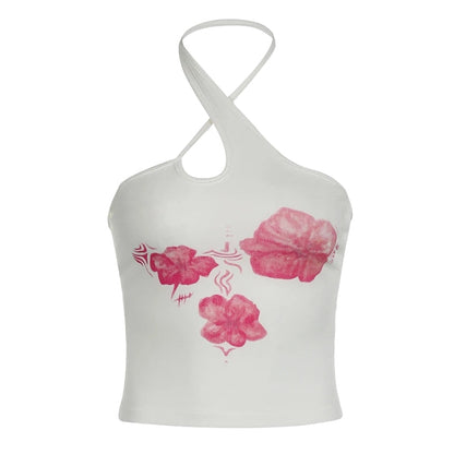 Y2K Floral Halter Neck Top
