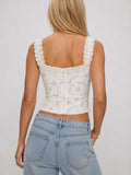 Floral Lace Trim Camisole Top