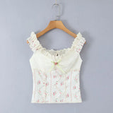 Floral Lace Trim Camisole Top